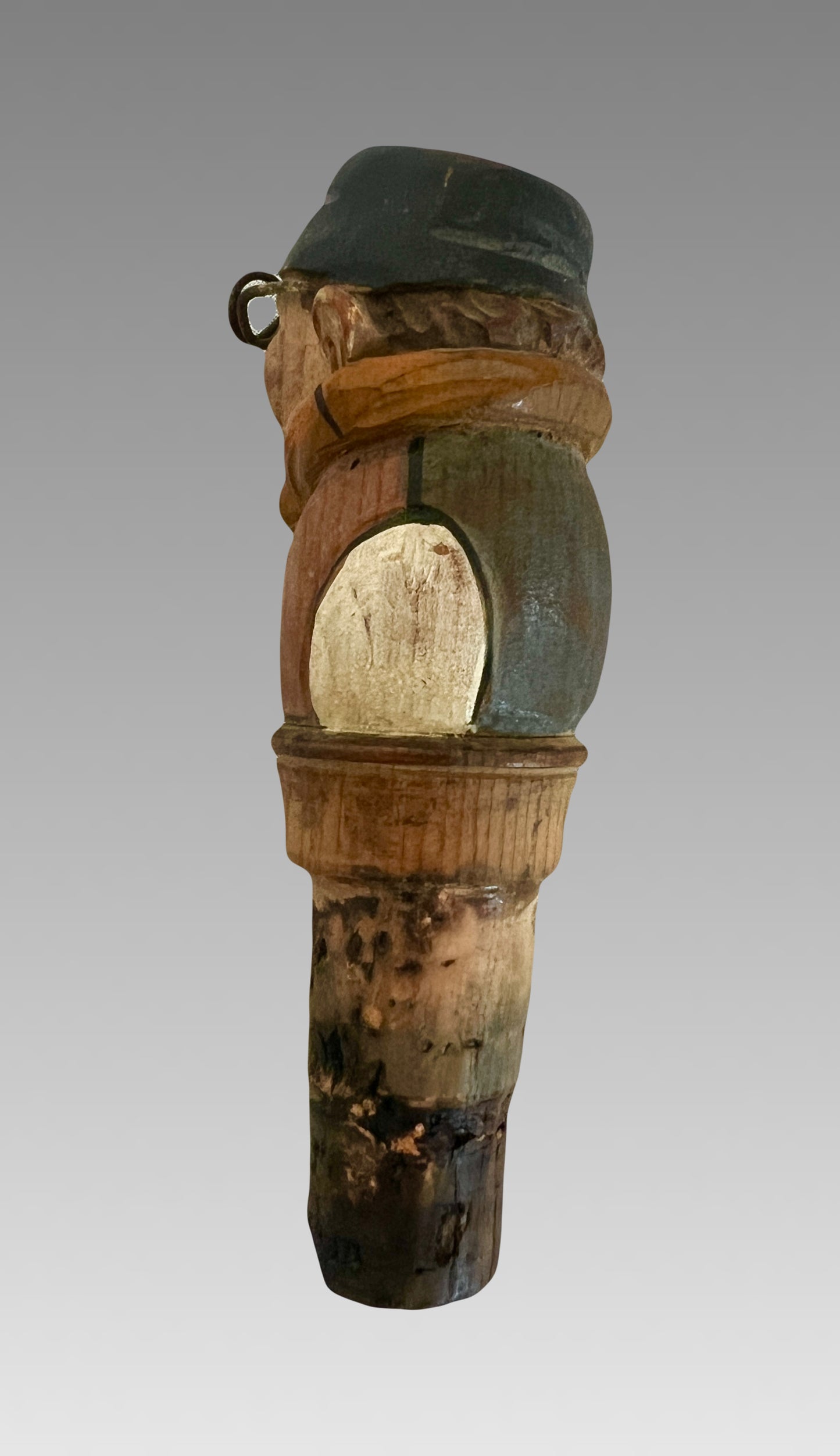 Antique Cork Bottle Stopper in the Form of a Hand Carved Bespectacled Man