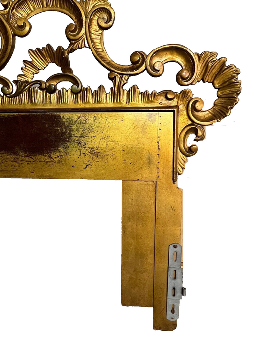 Ornate King Size Italian Gilt Headboard With Scrolls and Acanthus Detailing