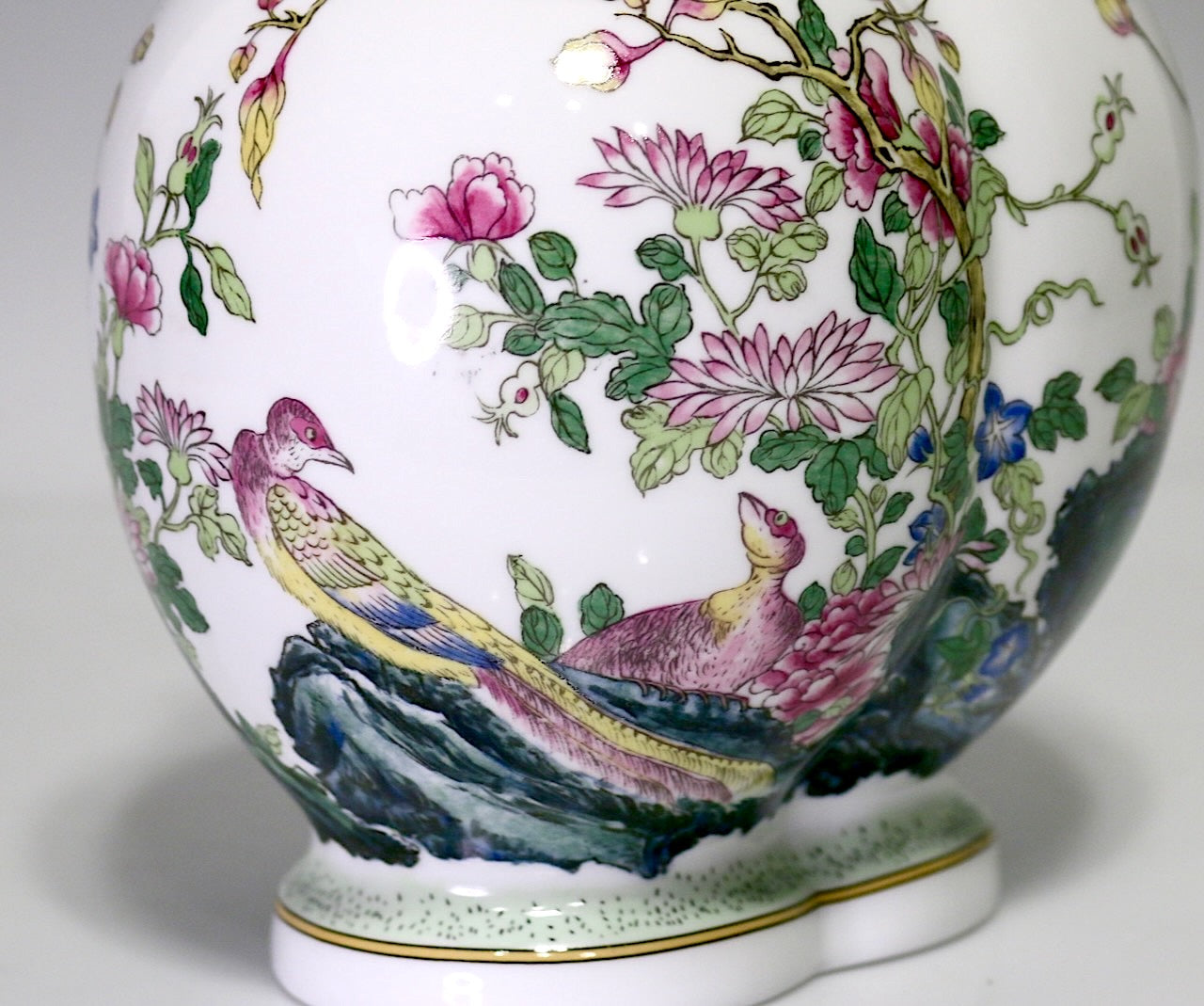 Chinese Famille Rose White Porcelain Conjoined Urns with Flowers & Birds (Vase)