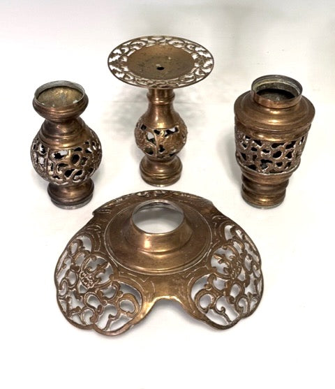 Impressive Large Vintage Baroque Style Cast Bronze/Brass Reticulated Candlestick