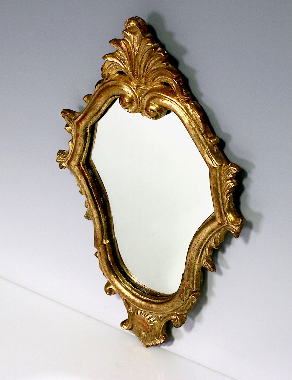 Small Antique Italian Neoclassic Carved Gilt Wood Accent Mirror, Early 20th. Century