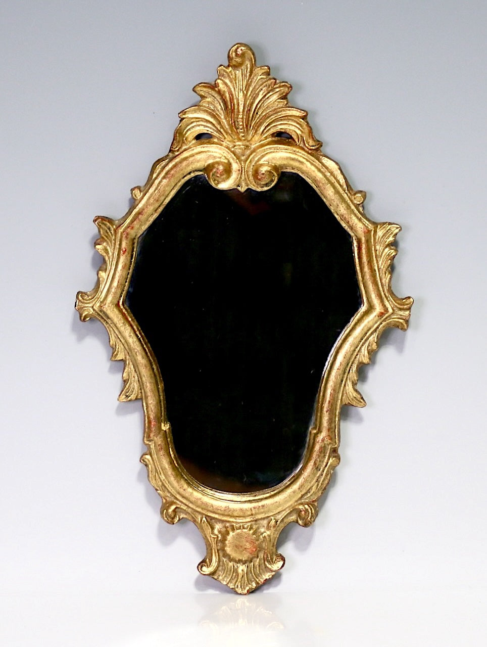 Small Antique Italian Neoclassic Carved Gilt Wood Accent Mirror, Early 20th. Century