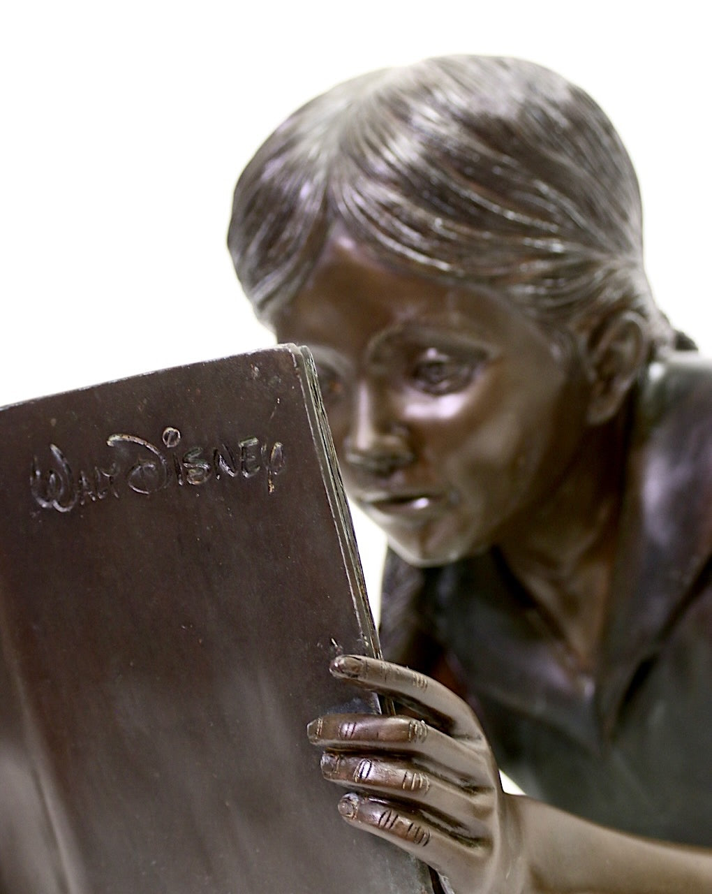 Italian Life Size Bronze Garden Statue, the Girl Reading a Story Book, Signed Leonardo Rossi, Italy