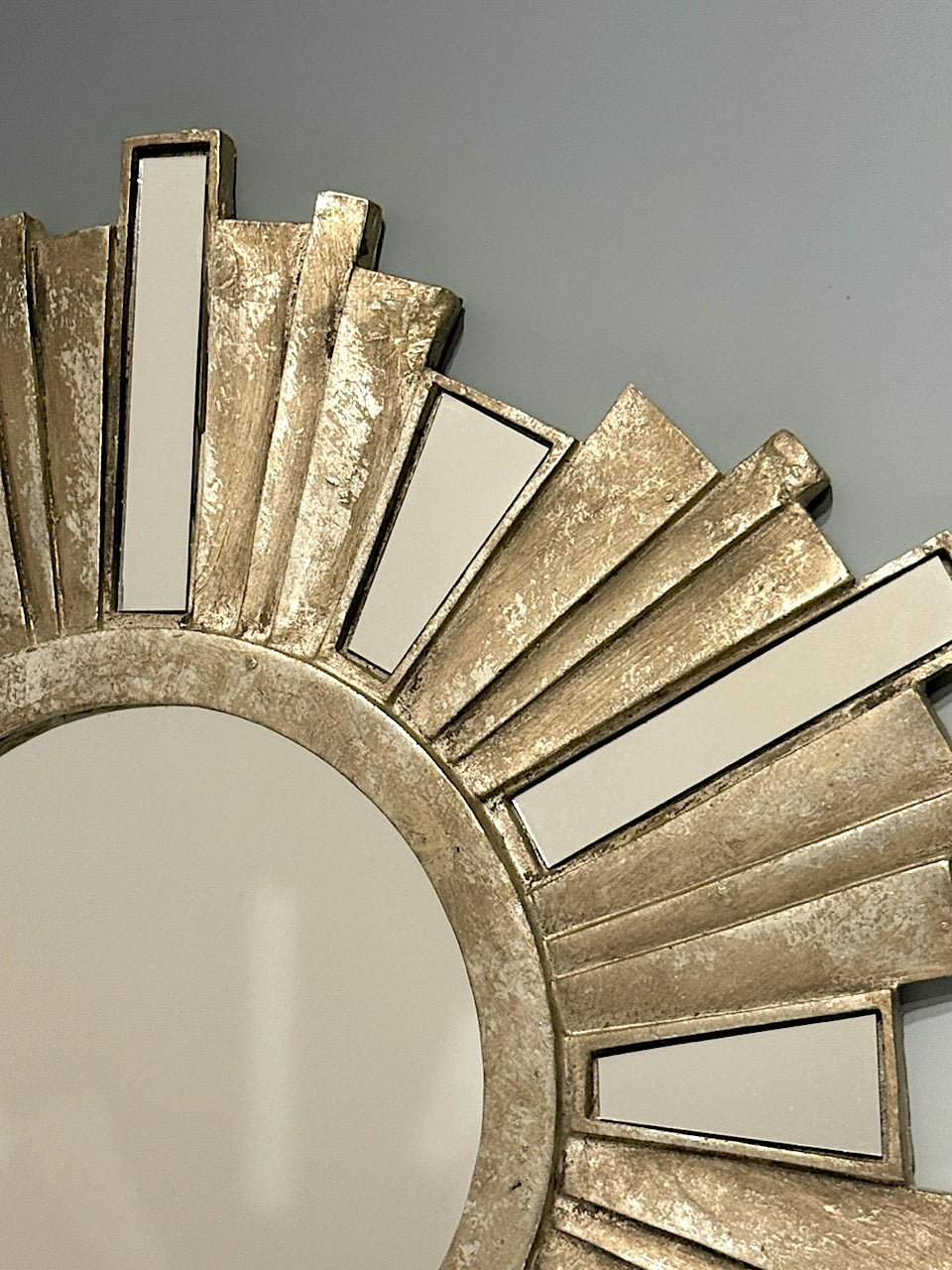 Vintage Mid Century Burnished Gold & Silver Starburst Wall Mirror