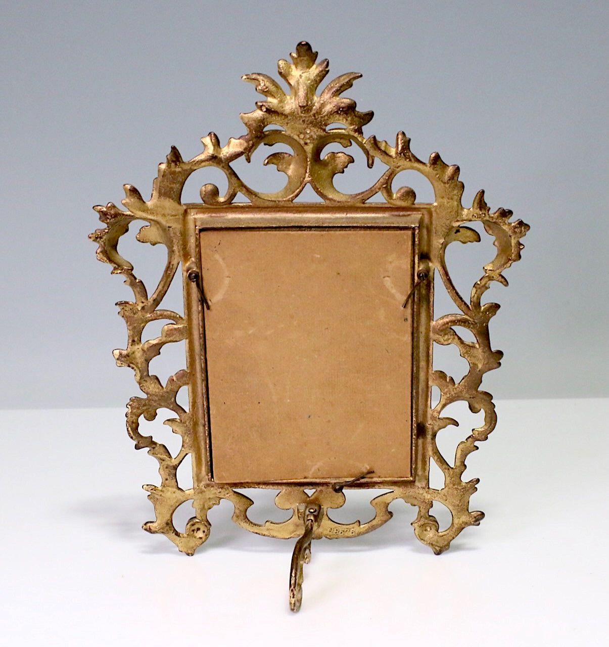 Antique Gilt Finish Cast Iron Rococo Easel-Style Portrait, Photo or Picture Frame