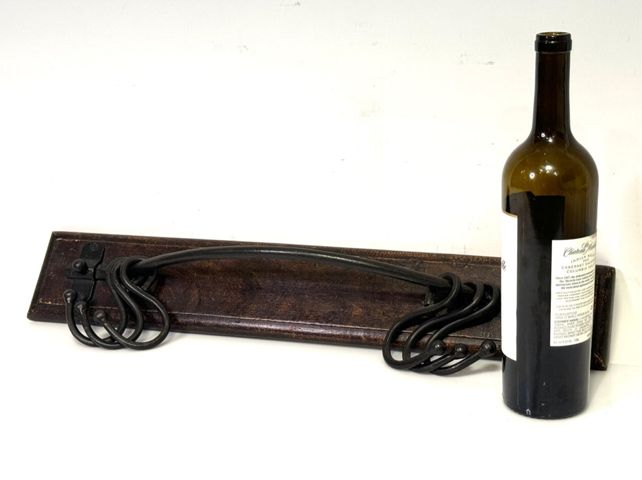 Antique Carved Hardwood & Forged Iron Wall Hook Assembly (Coat and Hat Rack)