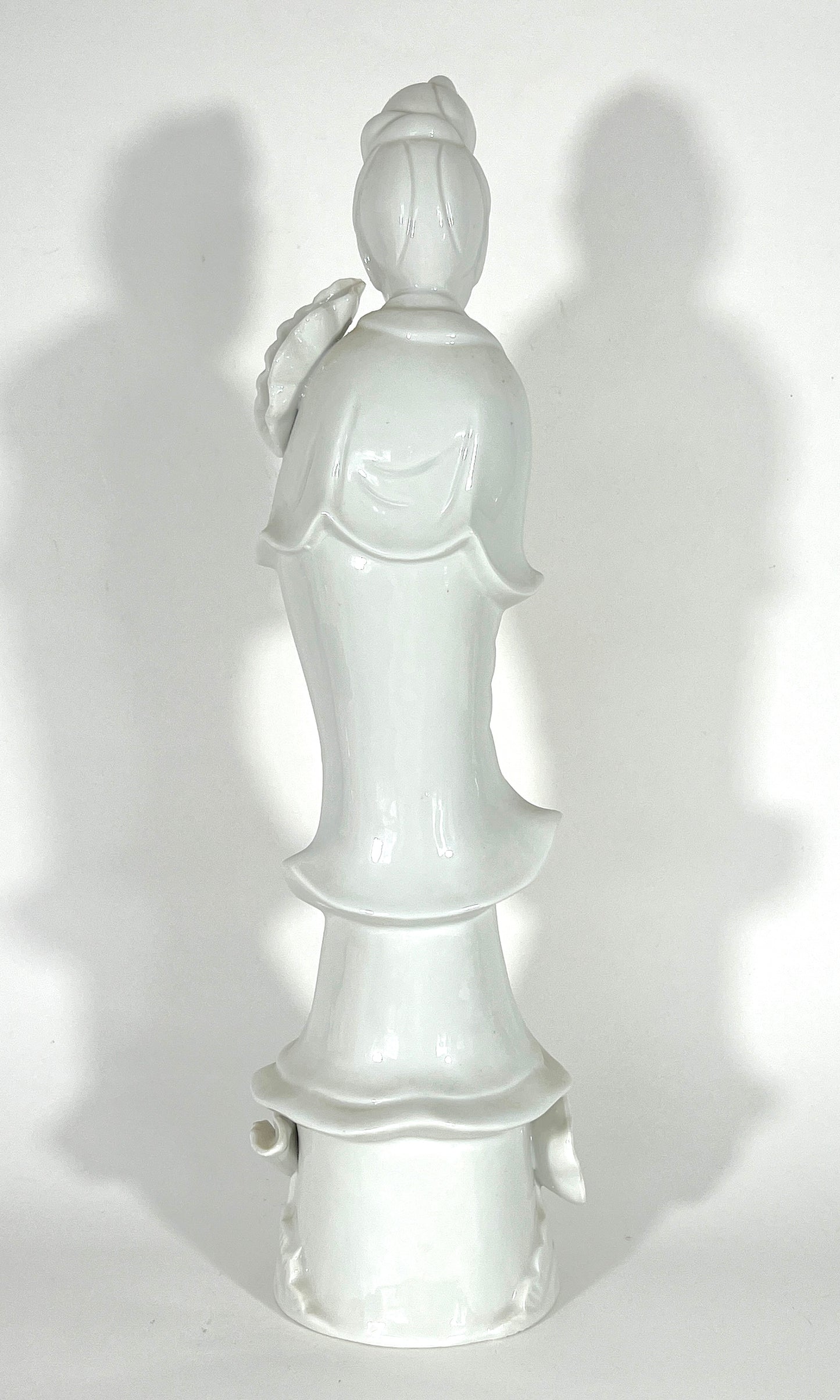 Vintage Chinese 'Blanc De Chine' White Porcelain Figure of the Deity Guan Yin (Kwan Yin) 14"