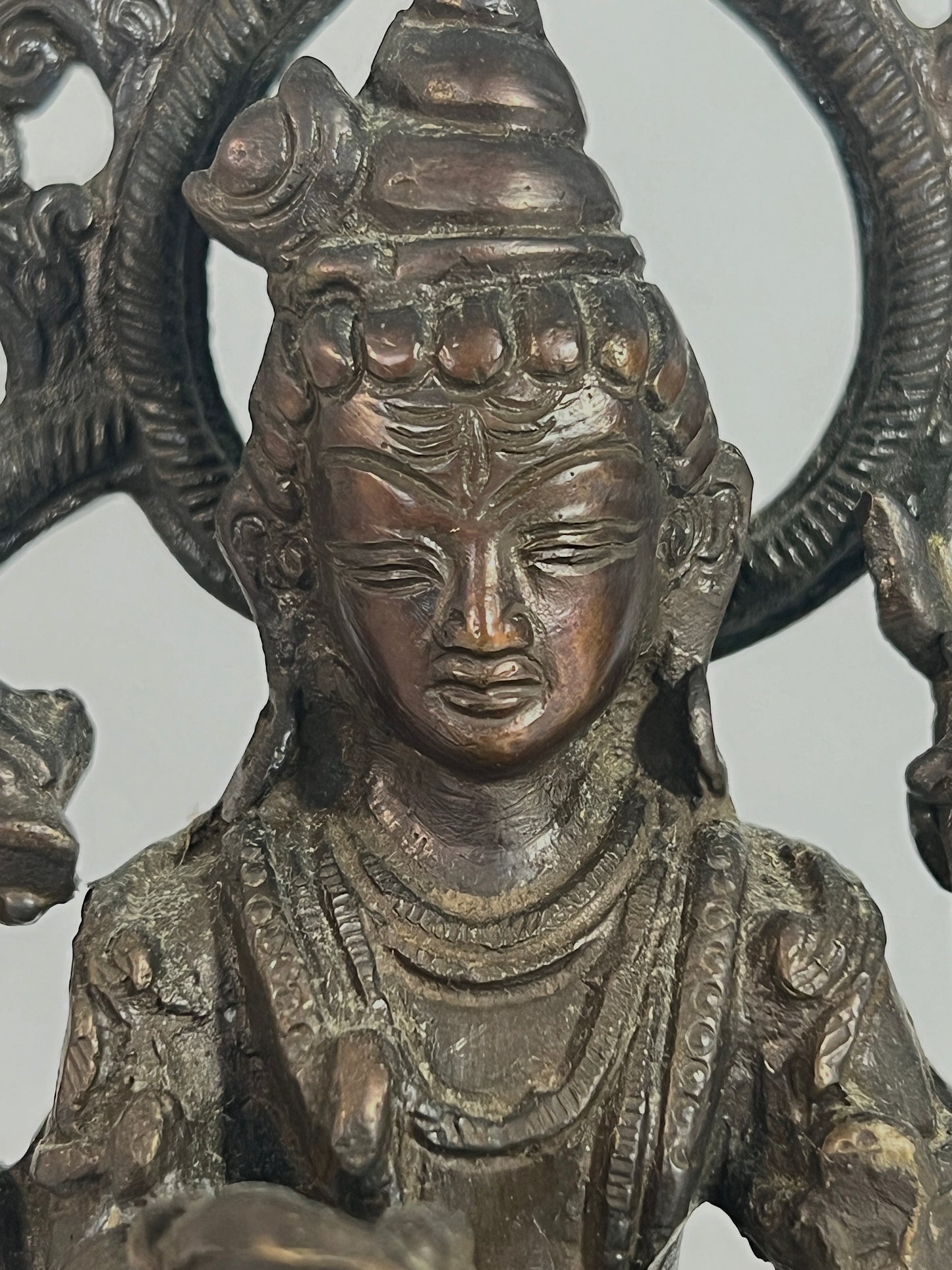 20th Century Antique Bronze Hindu Goddess Statue of the Deity Shiva, Seated