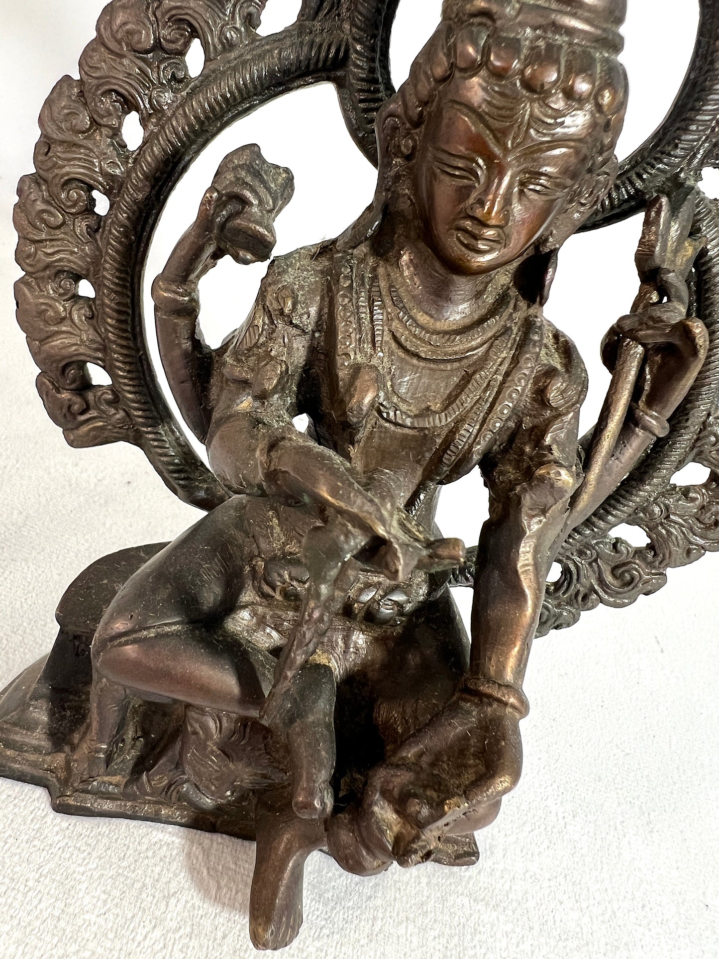 20th Century Antique Bronze Hindu Goddess Statue of the Deity Shiva, Seated