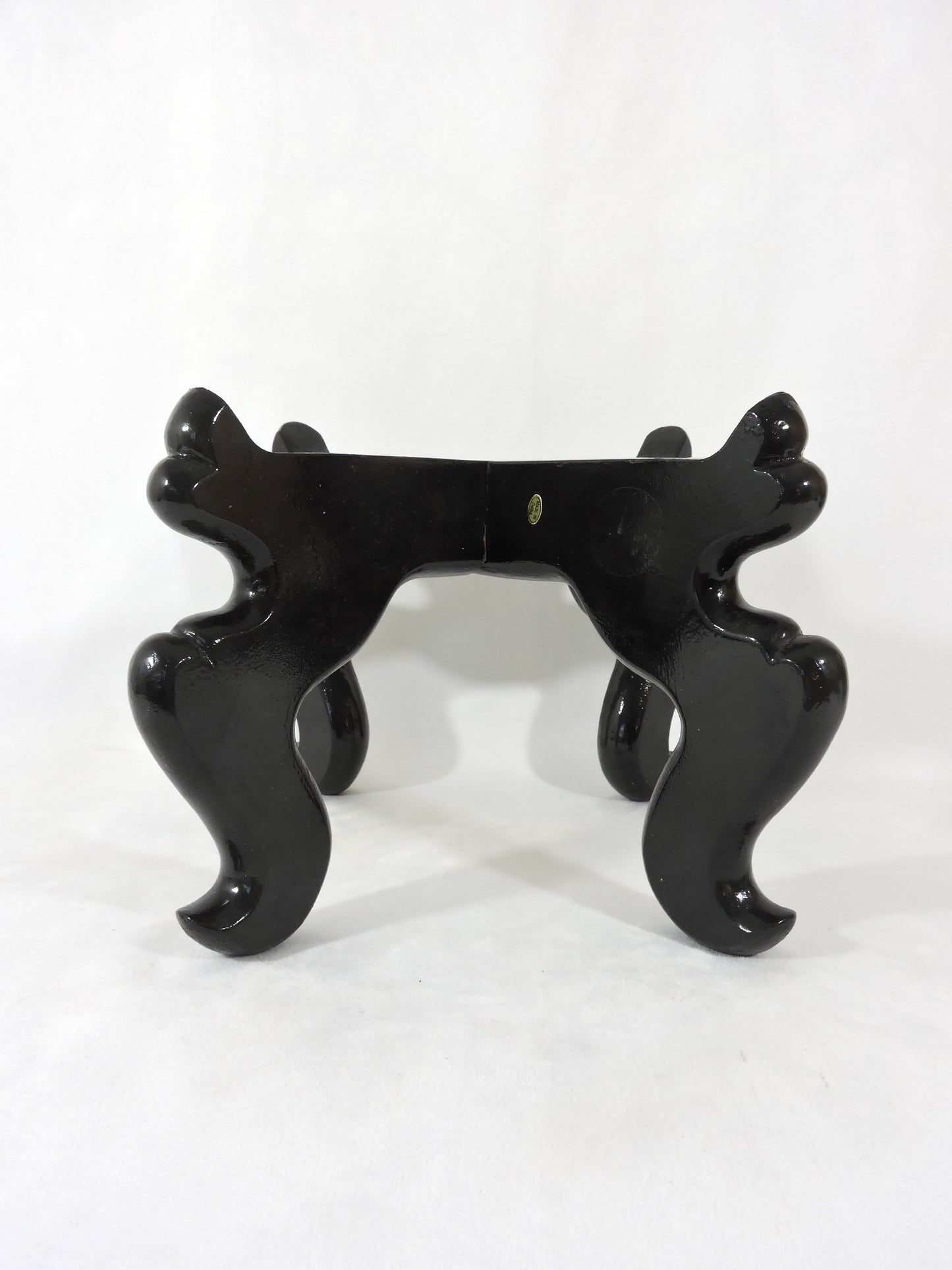 Large Vintage Ebony Black Two Part Chinese Planter Display Wood Stand (9.5")