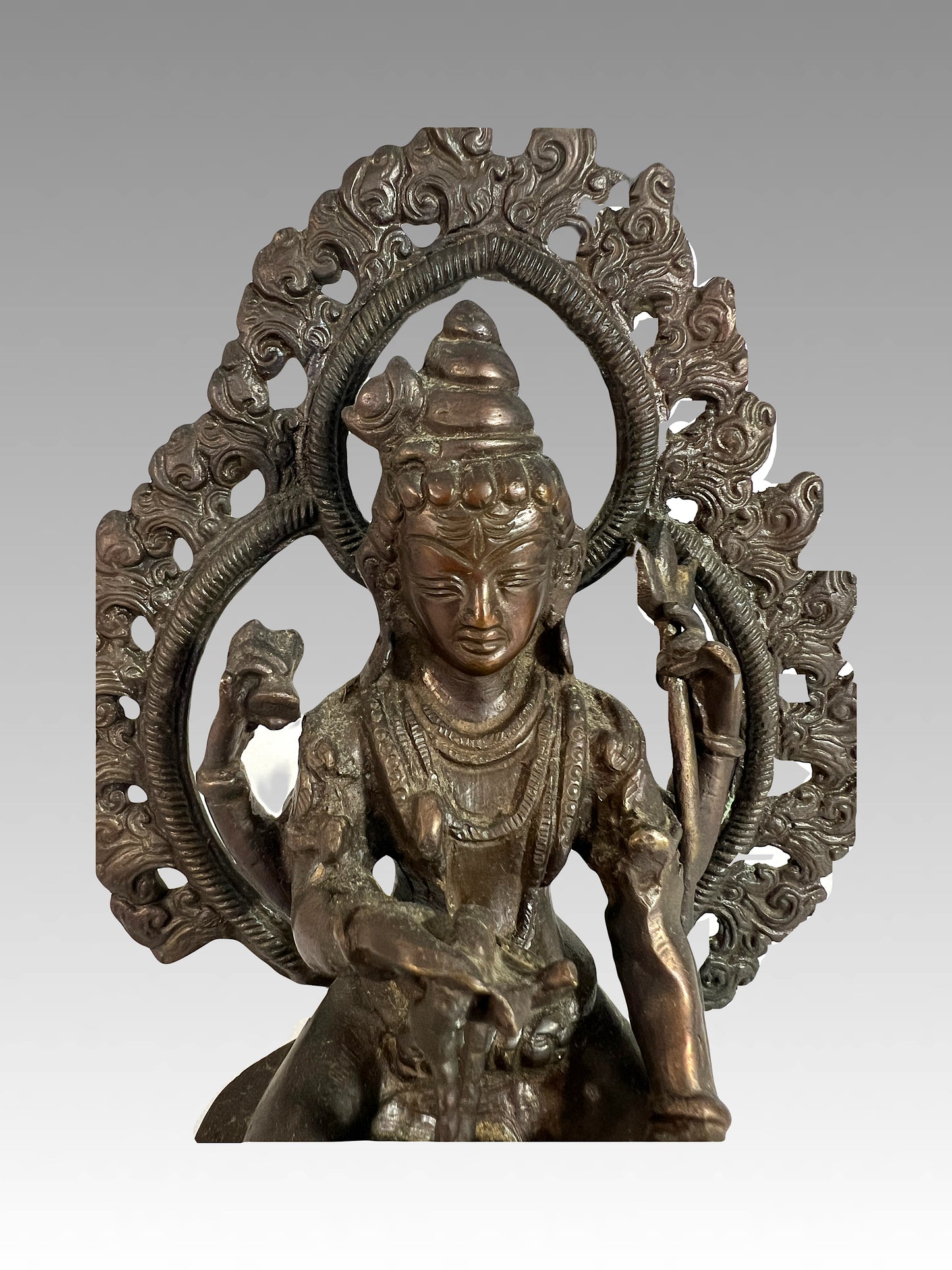 20th Century Antique Bronze Hindu Goddess Statue of the Deity Shiva, Seated