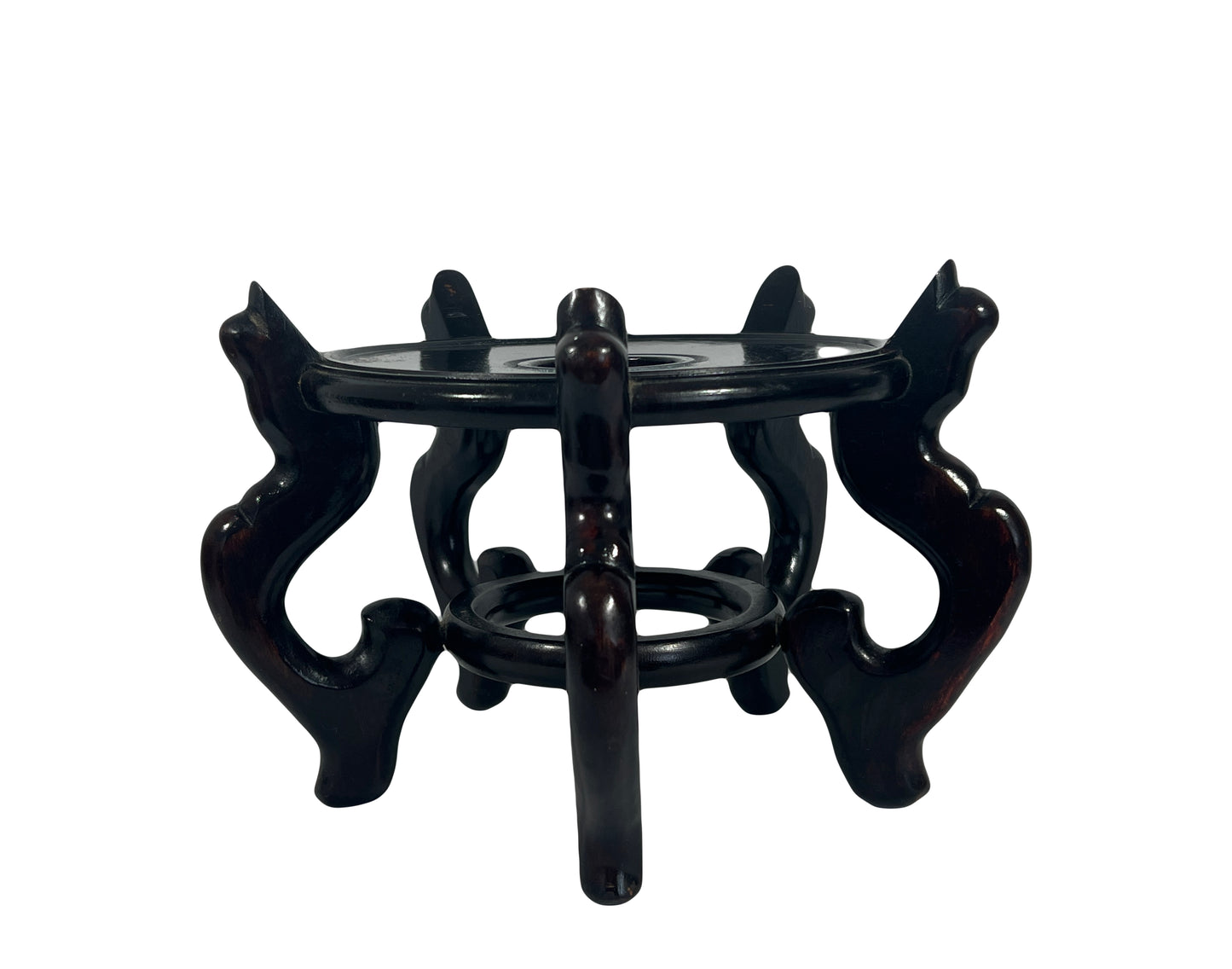 Vintage Chinese Ebony Black Lacquer Display Stand (8.5")