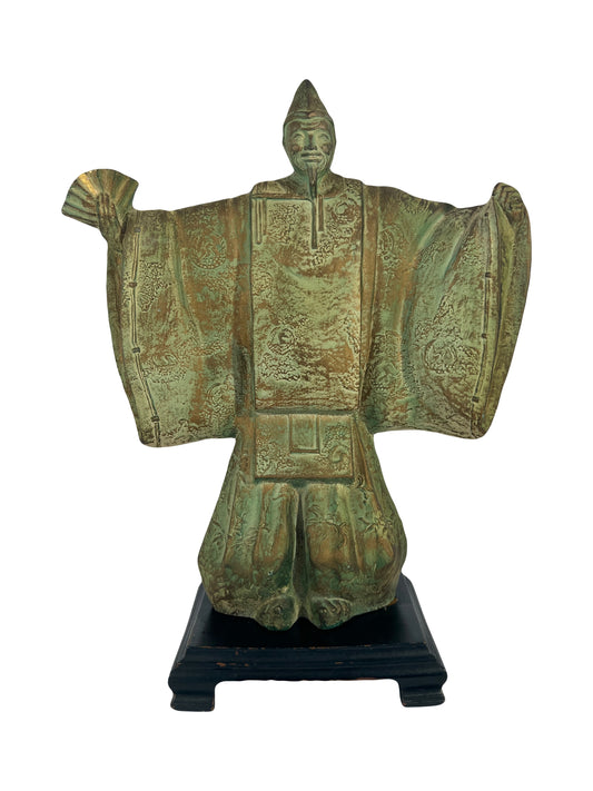 Vintage Japanese 'Noh Actor' - Figure / Okimono Statue With Fan (Austin Sculptures) 1981