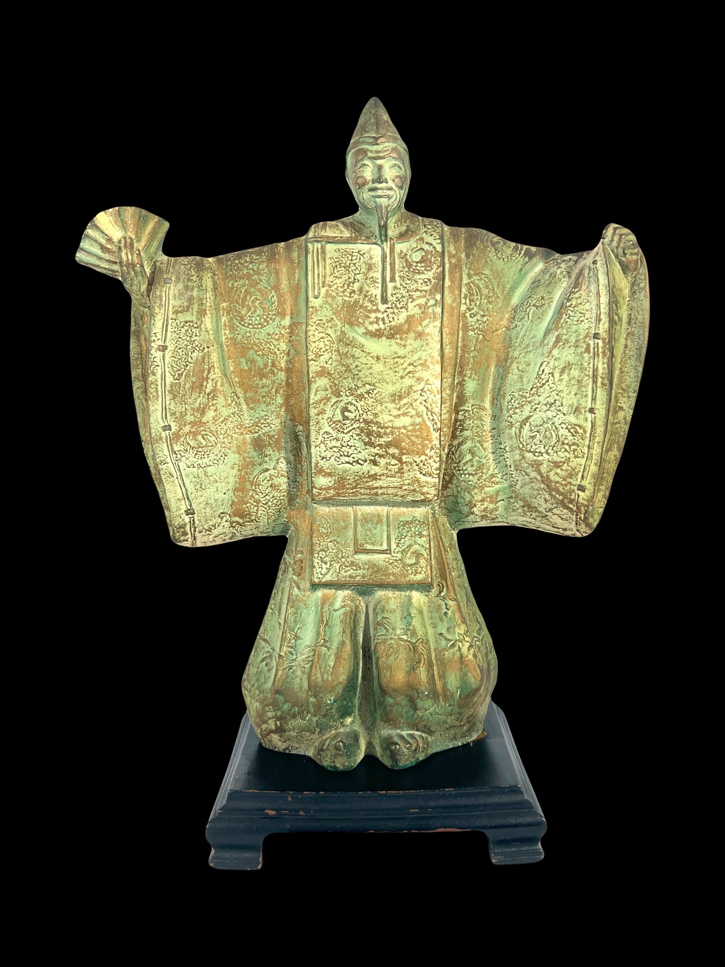 Vintage Japanese 'Noh Actor' - Figure / Okimono Statue With Fan (Austin Sculptures) 1981