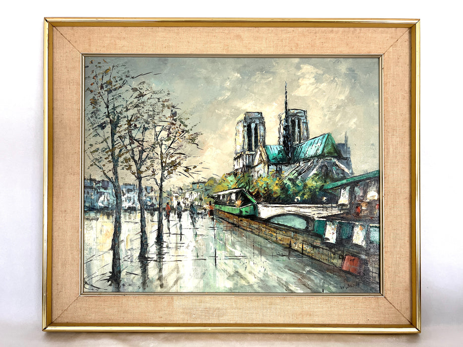 Mid 20th. Century en Plein Air Parisian Street Scene, Framed Oil on Canvas Painting by Brock