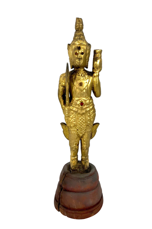 Late 19th. Century Antique Thai Gilt Temple Winged Deity Figure