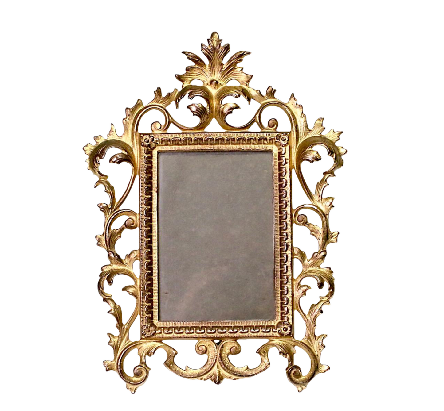 Antique Gilt Finish Cast Iron Rococo Easel-Style Portrait, Photo or Picture Frame