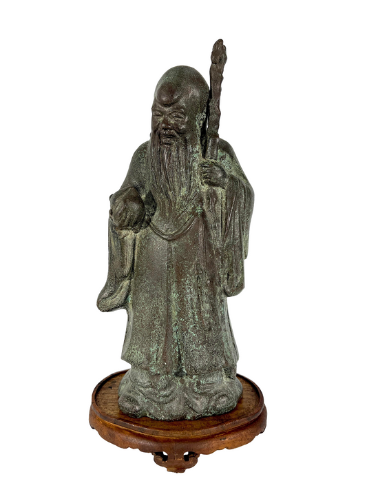 Chinese Bronze Figure/Statue of the Wise Man, Fu Lou Shou - Deity of Longevity