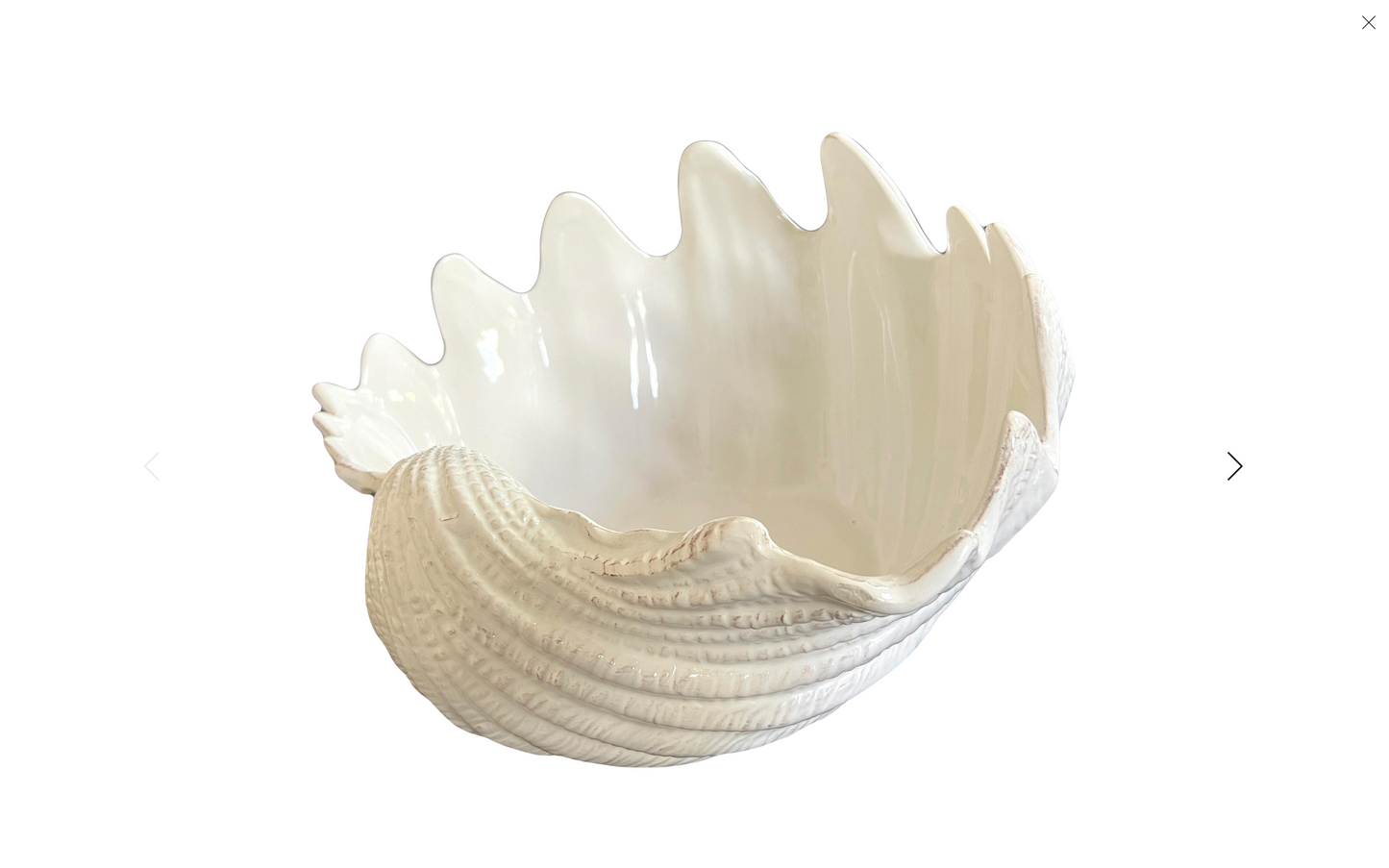 Large White Porcelain Coastal Sea Shell (Giant Clam Shell Bowl/Vide Poche)