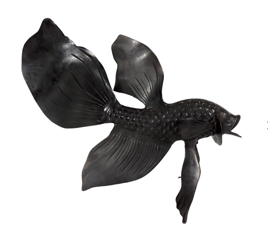 The Betta, Large Solid Bronze South East Asian Siamese Fighting Fish Sculpture 22"