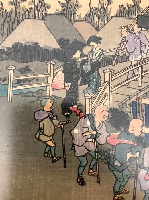 "Yugyoji Temple, Fujisawa Japan" Ukiyo-E Woodblock Print by Utagawa Hiroshige - 53 Stations of the Tokkaido Series