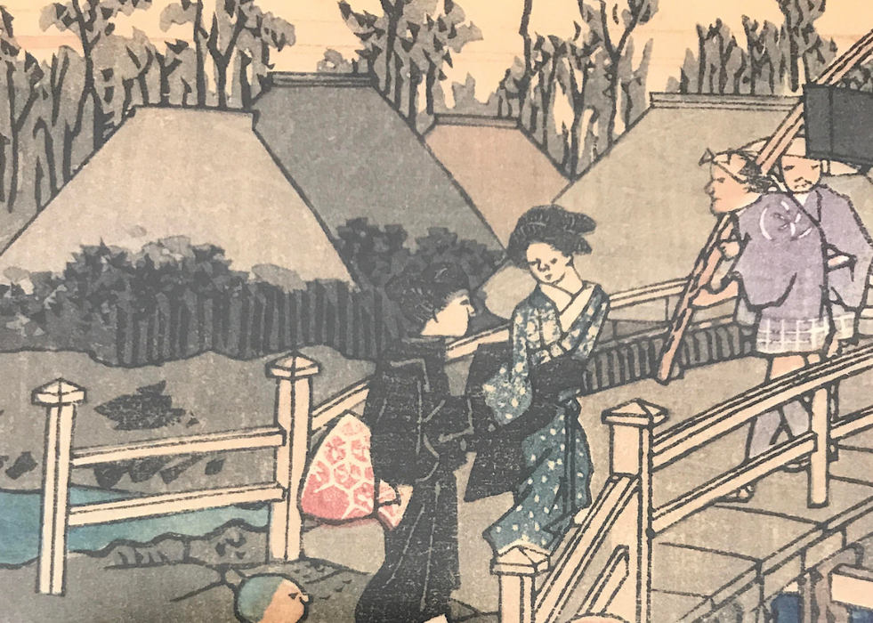 "Yugyoji Temple, Fujisawa Japan" Ukiyo-E Woodblock Print by Utagawa Hiroshige - 53 Stations of the Tokkaido Series