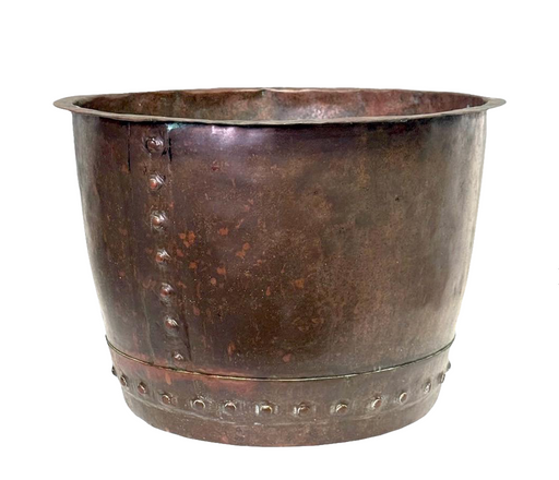 Antique English Large Copper Cauldron, Log Bin, Planter Circa 1840s