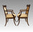 Antique Early French Directoire Carved Fruitwood Upholstered Arm Chairs, a Pair