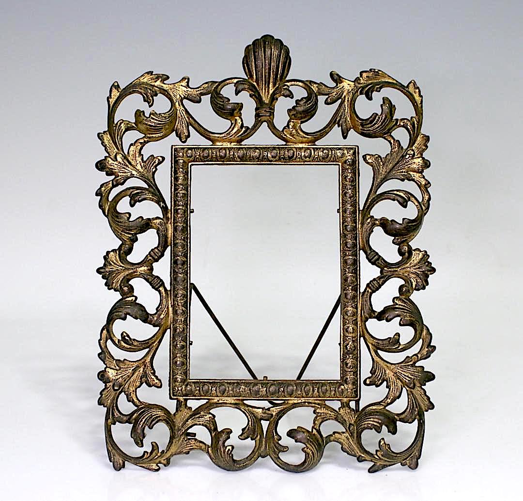 Antique Gilt Rococo Easel Dresser / Table-Top Portrait or Mirror Frame