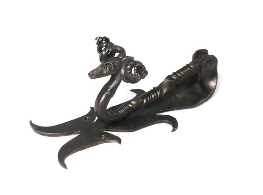 Hand Wrought Iron Door Knocker in the Form of a Gothic Ram