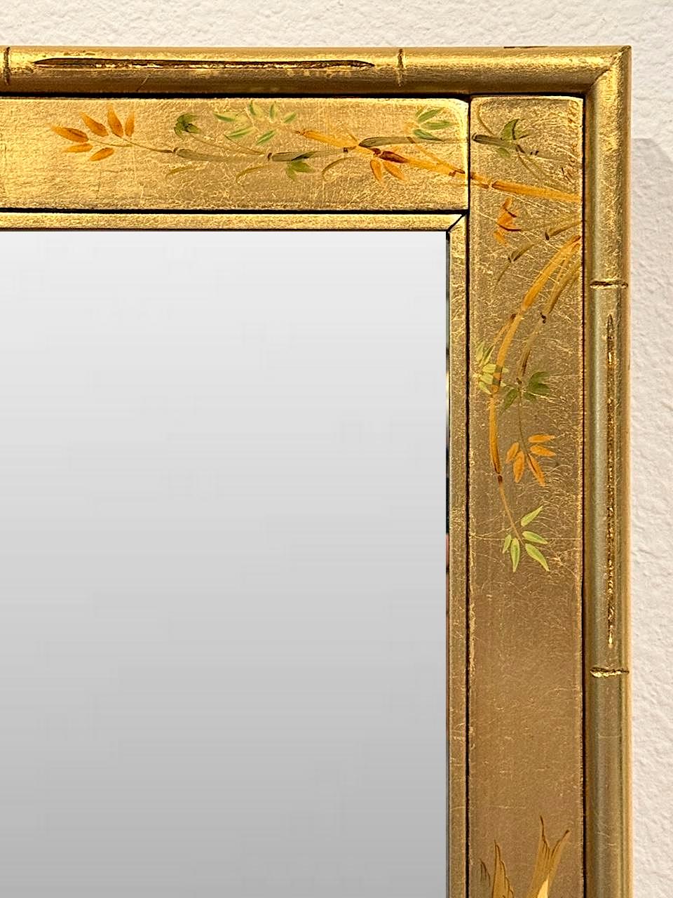 La Barge Chinoiserie Giltwood Framed Wall Mirror with Butterflies, Birds and Flowers Horizontal / Vertical Mount