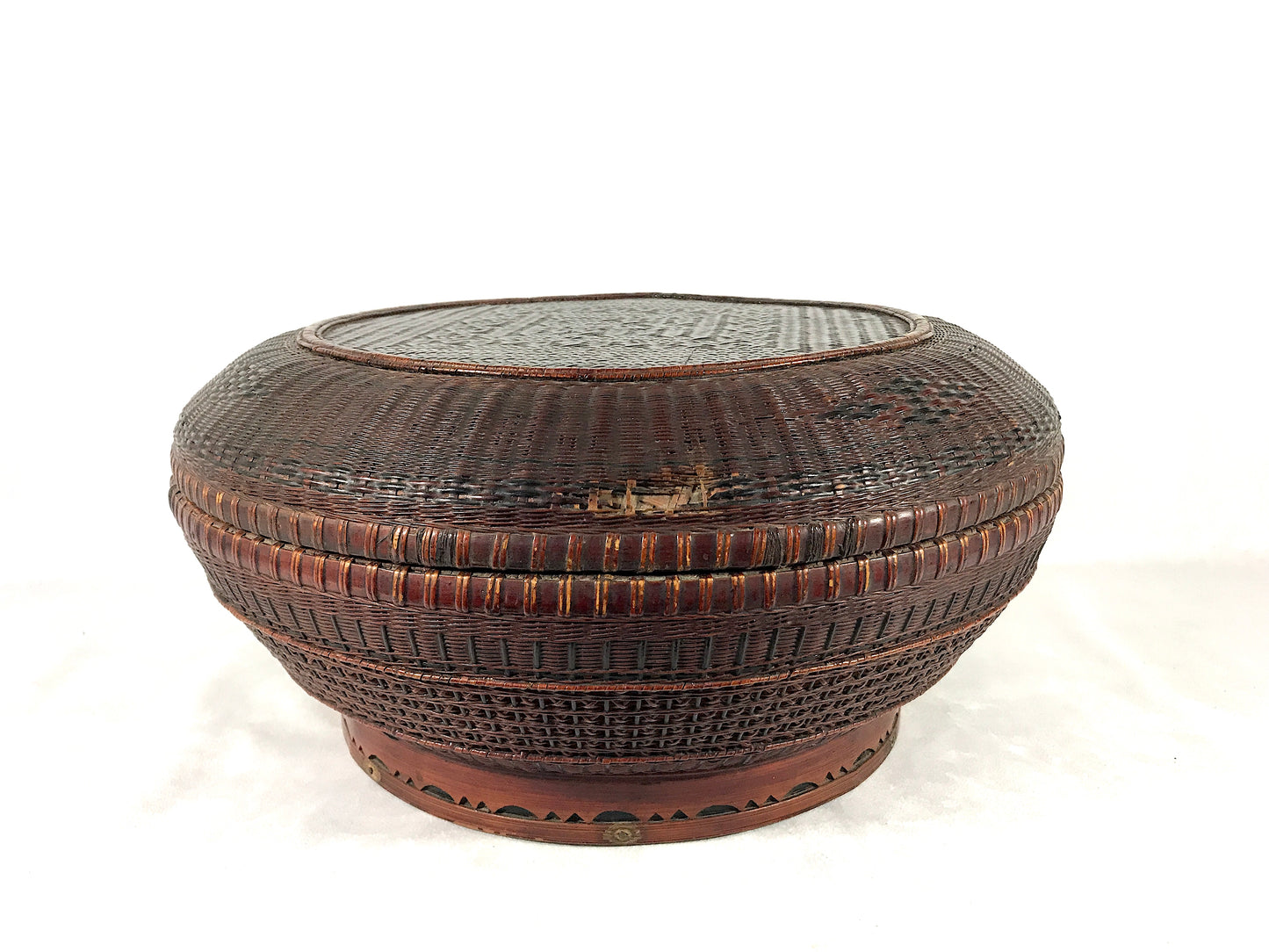 Fine Antique Chinese Triple Woven Double Happiness Lidded Wedding Basket