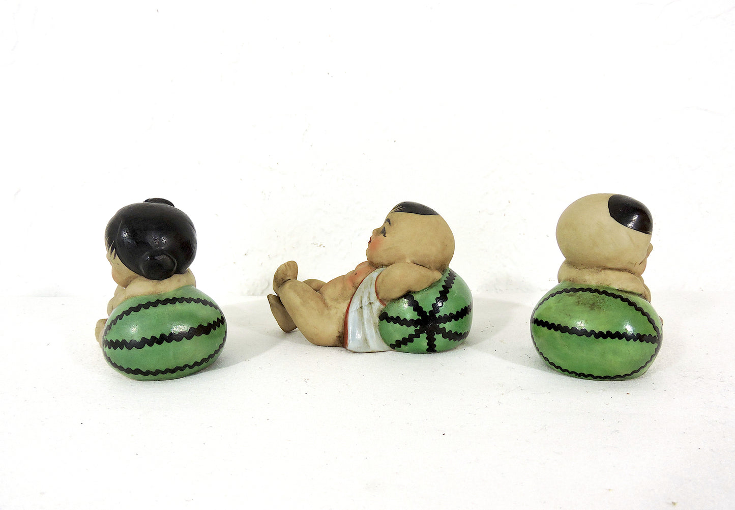 1950s Set of Three Bisque Chinese "Sleeping Babies on Water Melons", Republic Period