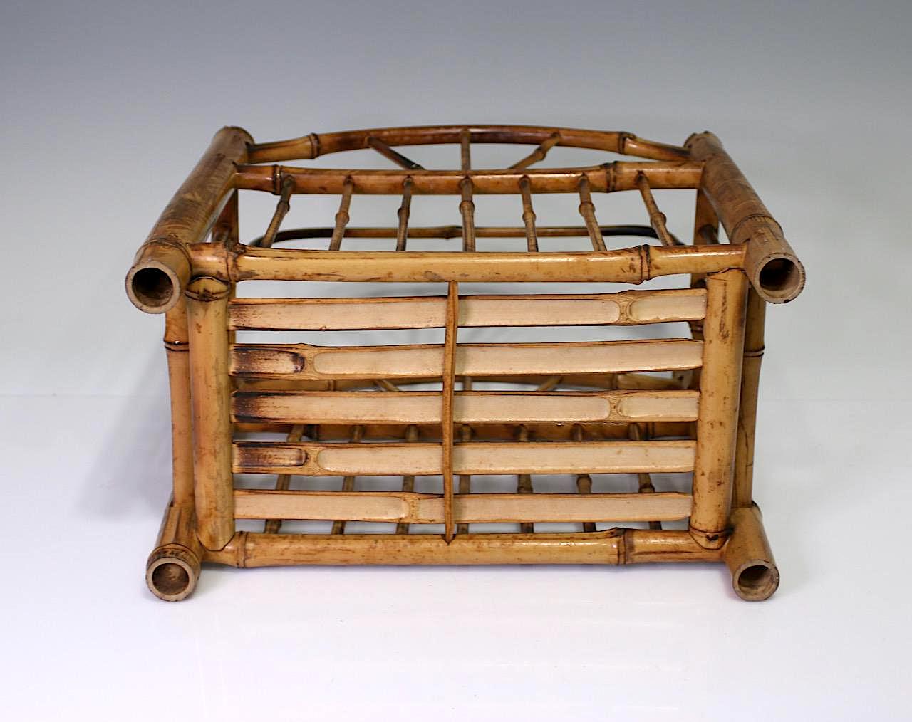 Vintage Faux Tortoise Shell Bamboo Canterbury / Magazine Rack