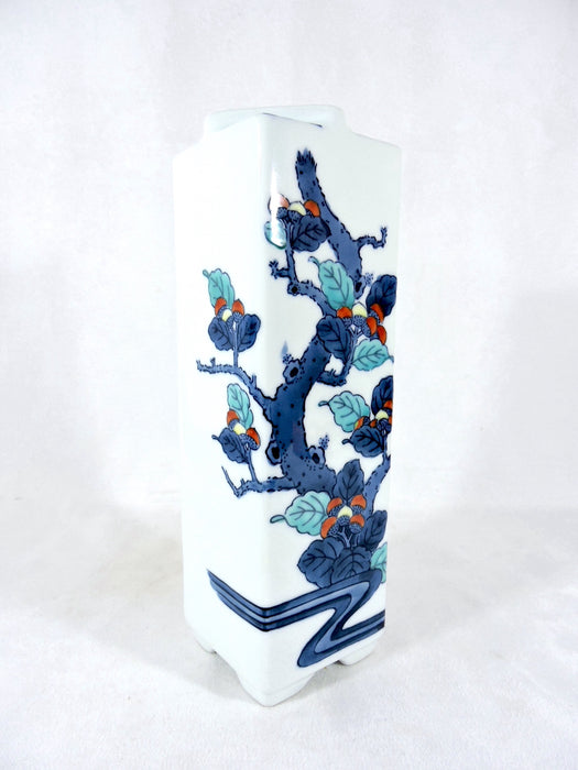 Vintage Japanese Signed Blue and White Porcelain Vase