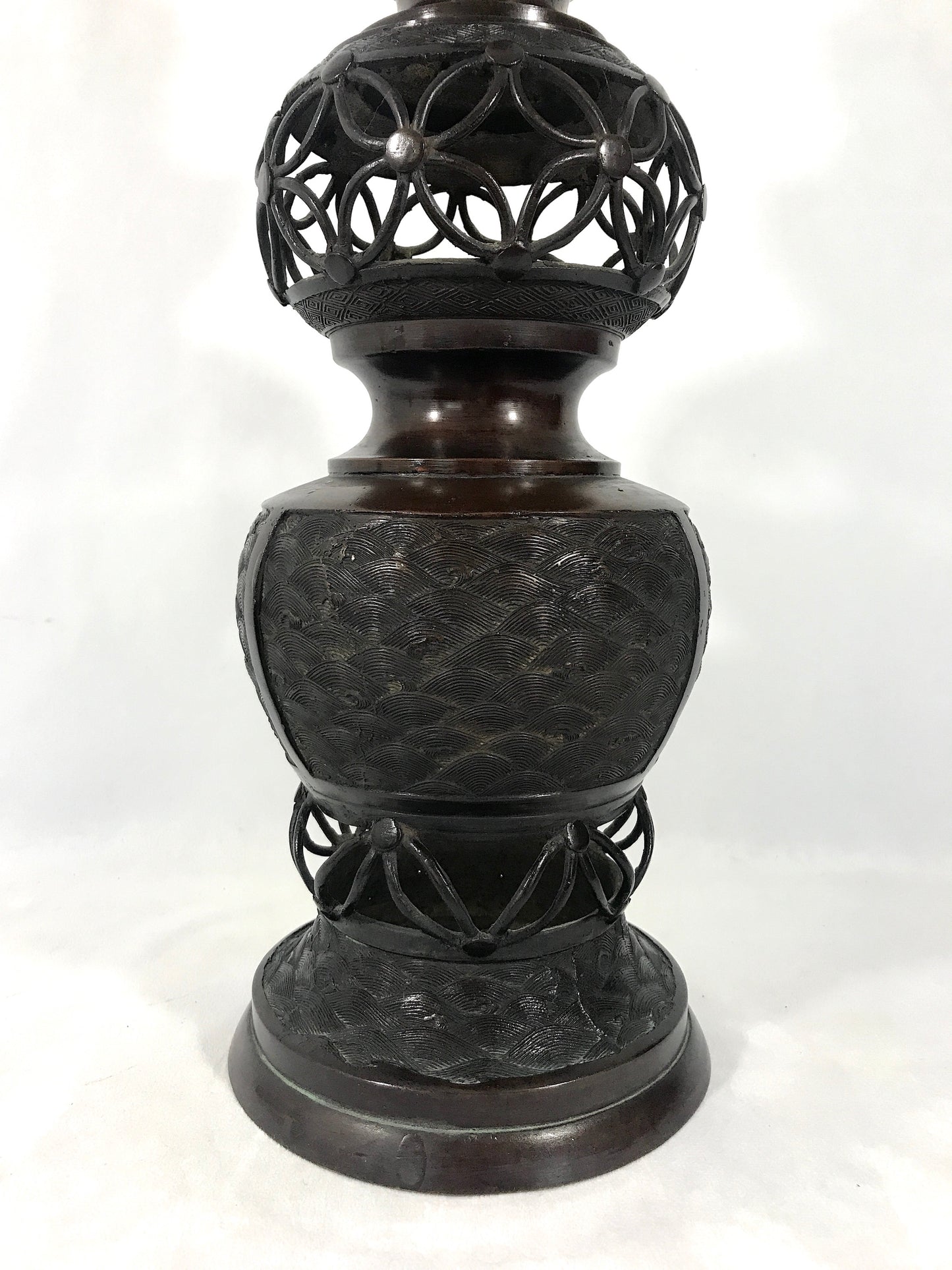 Massive Chinese Imperial Bronze Candle Holder, Candlestick 29"  (1 of 2)