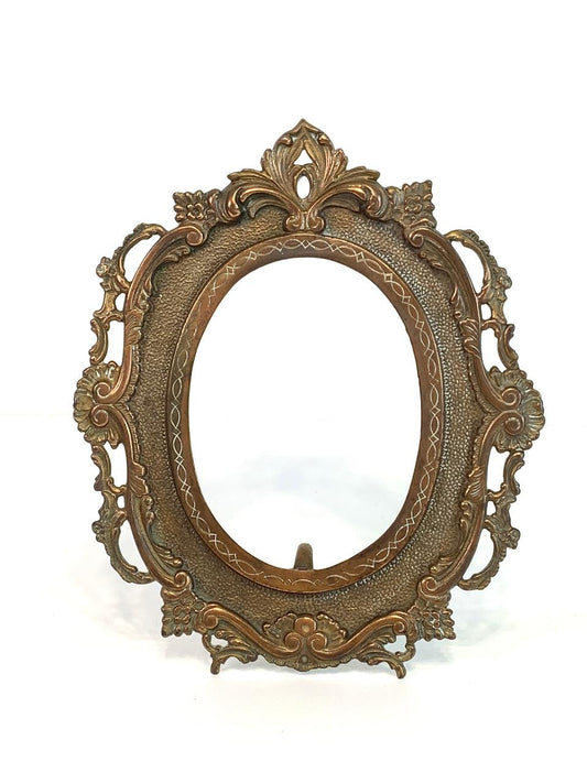 Antique Victorian Cast Metal Picture Frame, Bronze Finish