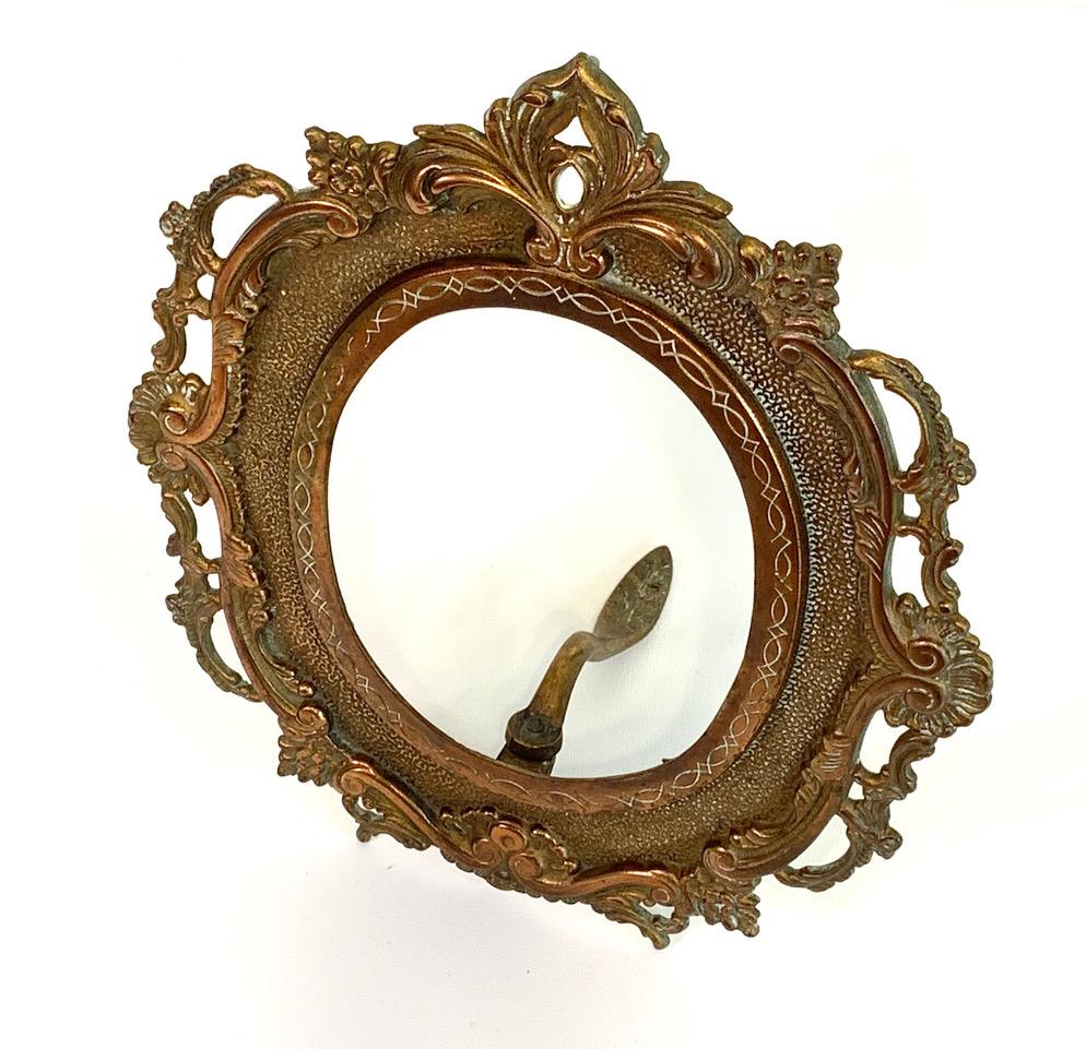 Antique Victorian Cast Metal Picture Frame, Bronze Finish