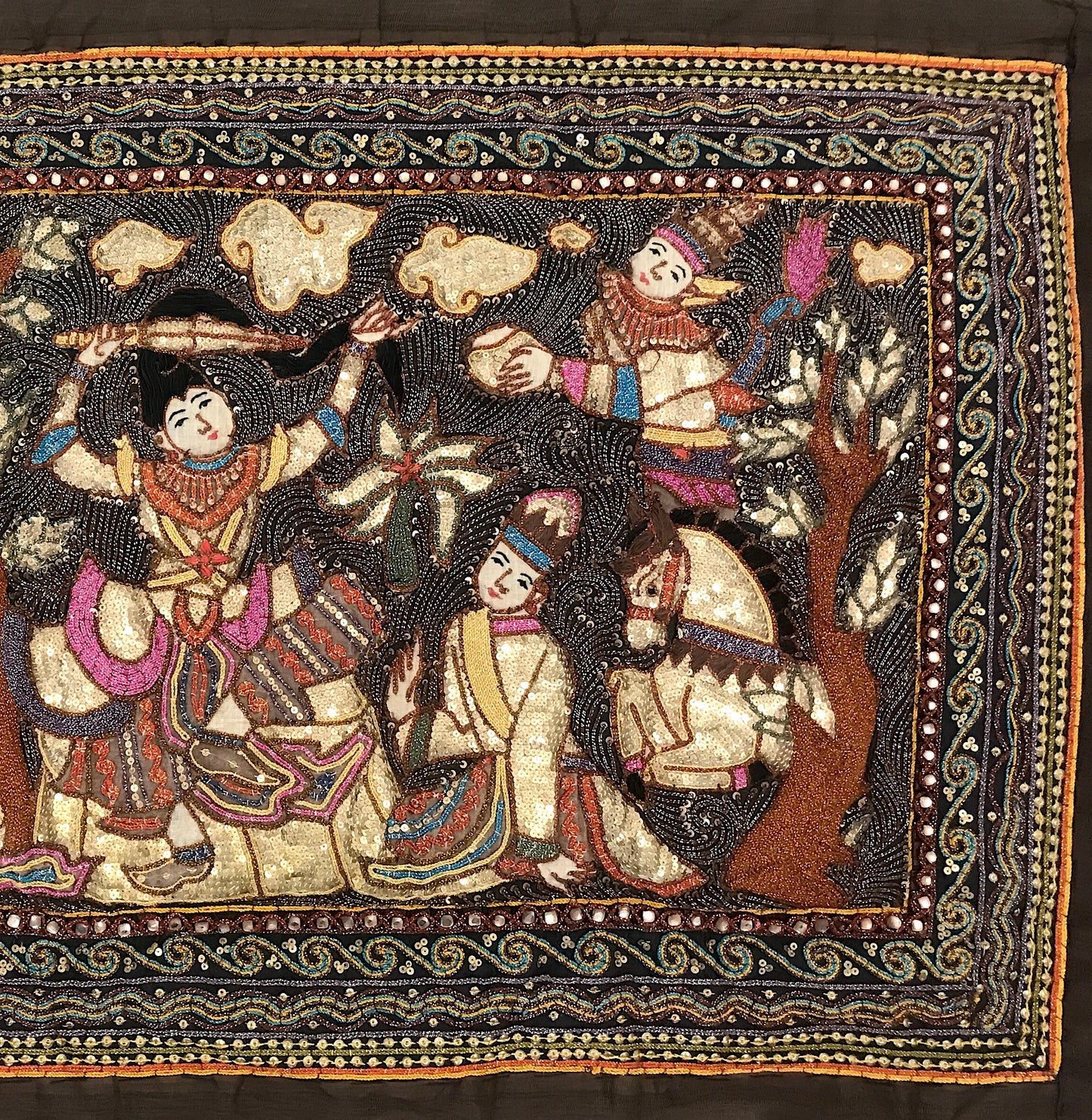 Mid 20th Century The Princes Procession Burmese Embroidered Kalaga Wall Hanging