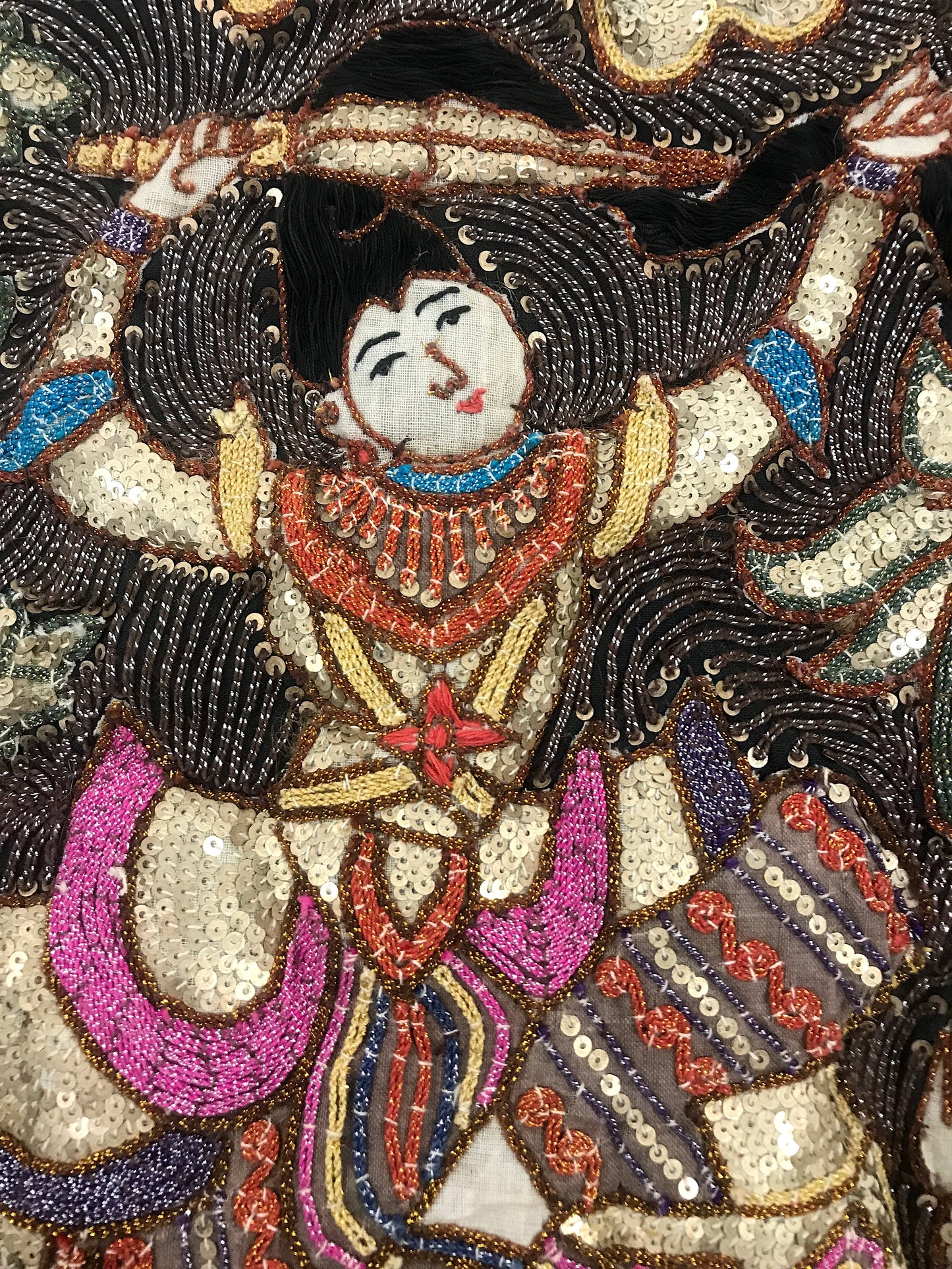 Mid 20th Century The Princes Procession Burmese Embroidered Kalaga Wall Hanging