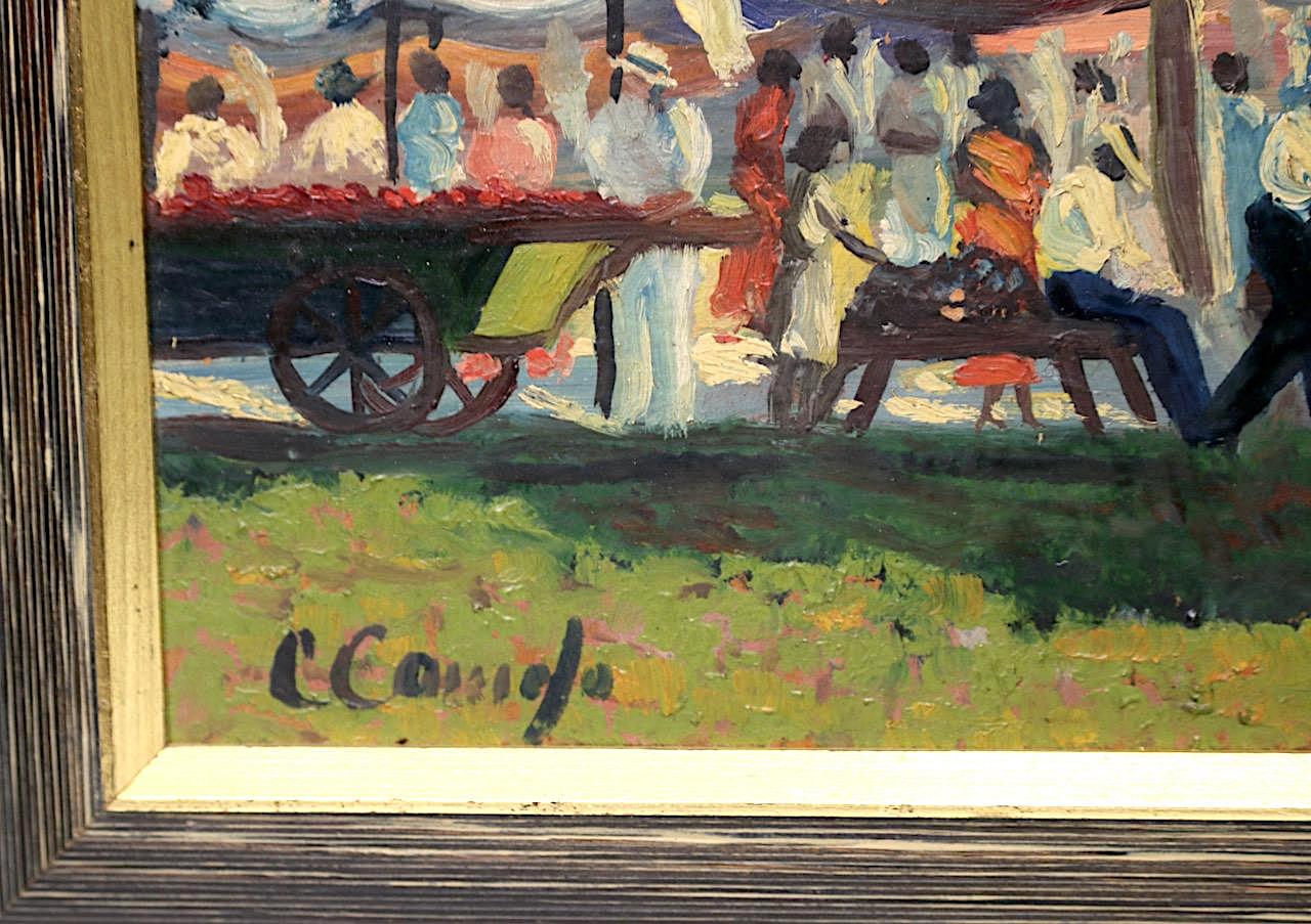 The Cuban Market, Original Oil on Board Outdoor by Crescencio Camejo (Cuban/American, 1899-1980)