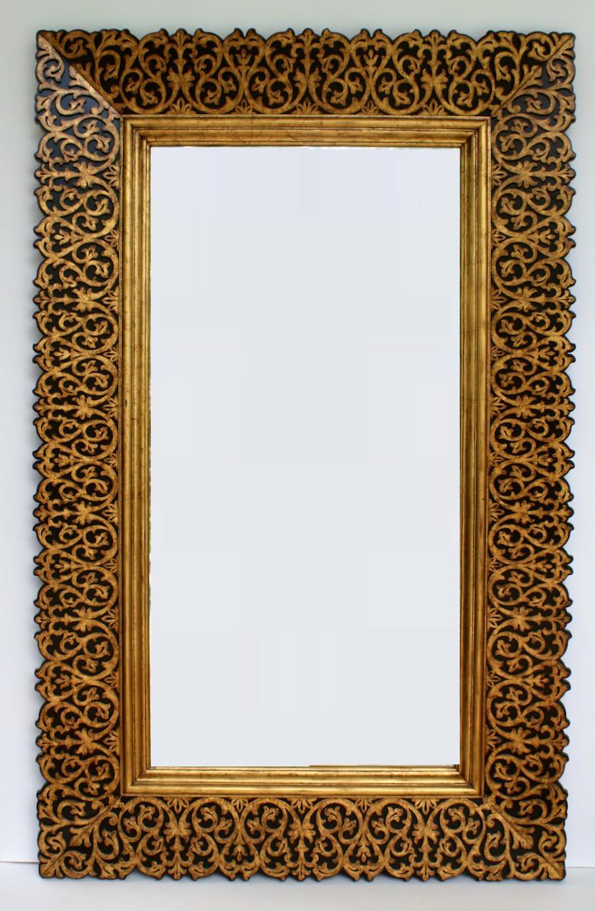 Spectacular Massive Scale La Barge Carved Gilt Framed Bevelled Edged Mirror For Maitland Smith