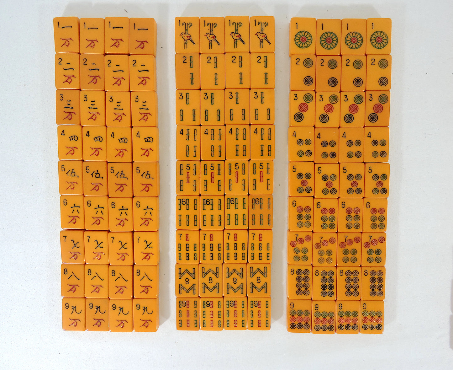 Mid Century Butterscotch Mahjong Game Set in Alligator Case, 5 Wood Racks