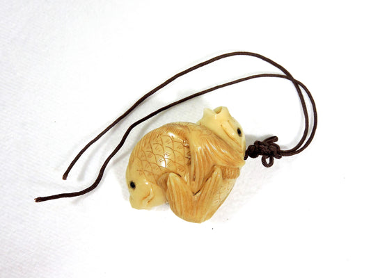 1980's Netsuke Style Chinese Double Carp Fob / Decoration