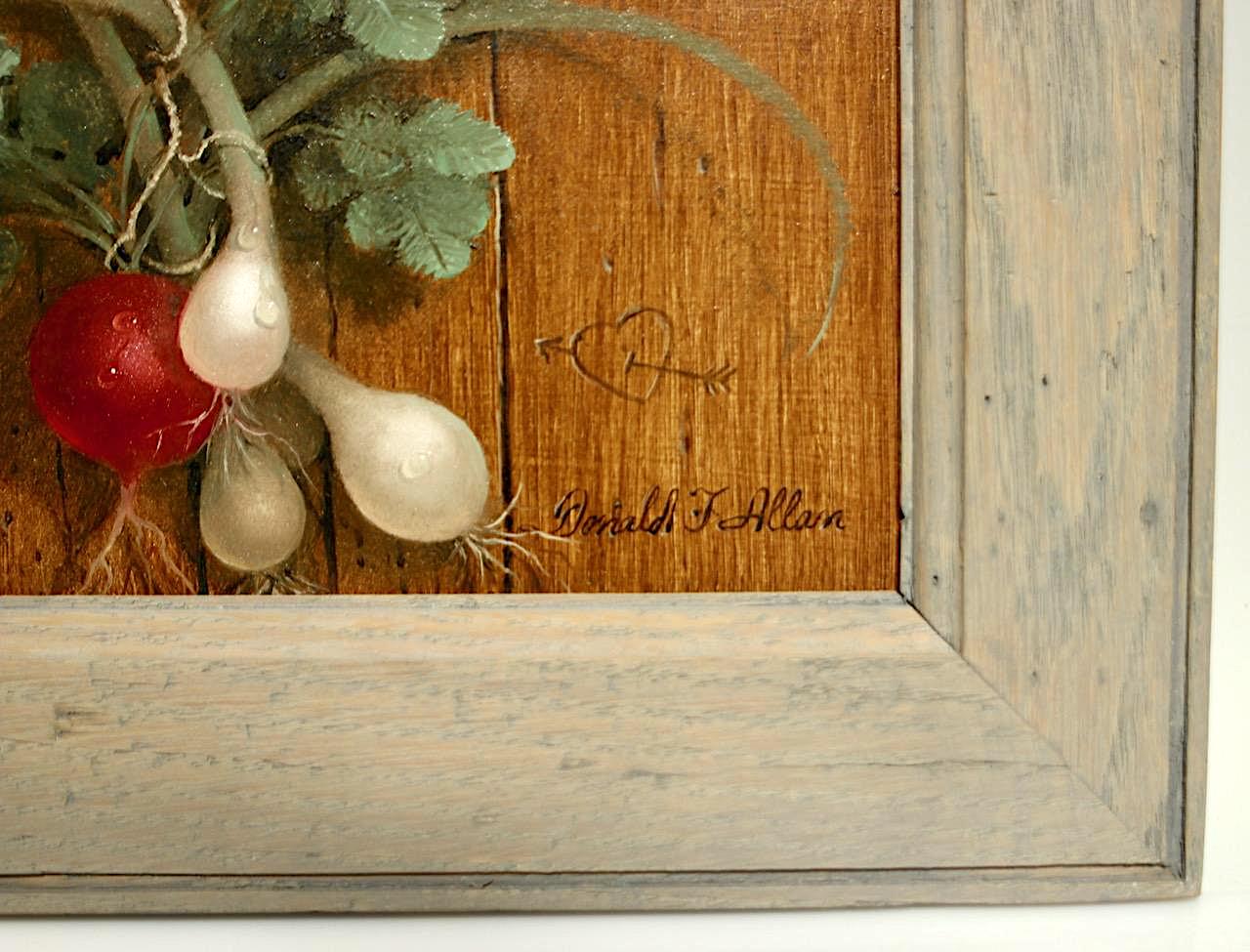 Trompe l'Oeil Still Life Framed Painting of Spring Onions & Radish by Donald F. Allan