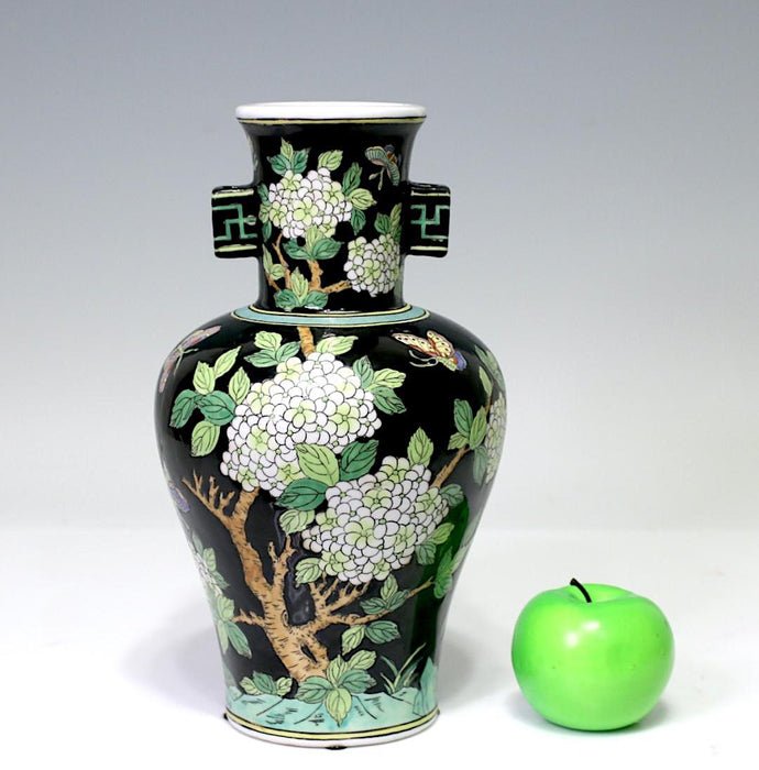 Vintage Andrea Sadek Japan Vase Butterfly Colorful Floral Design 6.5 Tall