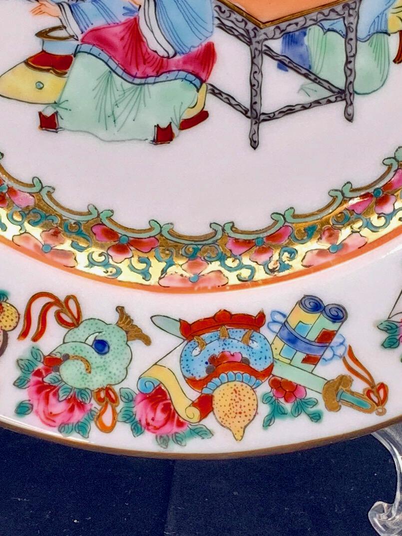 Signed Chinese Porcelain Cabinet Plate - the Scholars & Their Scrolls