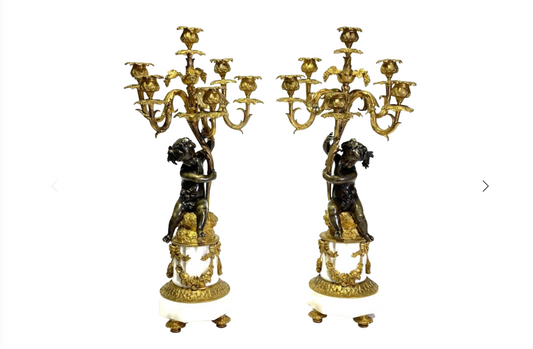 19th Century French Napoleon III Bronze Ormolu Candelabras by Henri Picard - a Pair