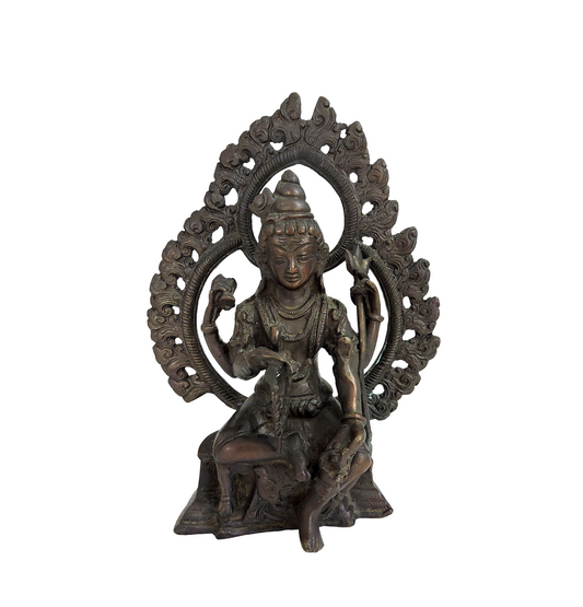 20th Century Antique Bronze Hindu Goddess Statue of the Deity Shiva, Seated