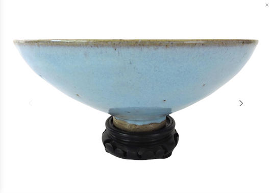 Late 19th Century Antique Chinese Fine Pale Blue Jun Ware Bowl and Display Stand